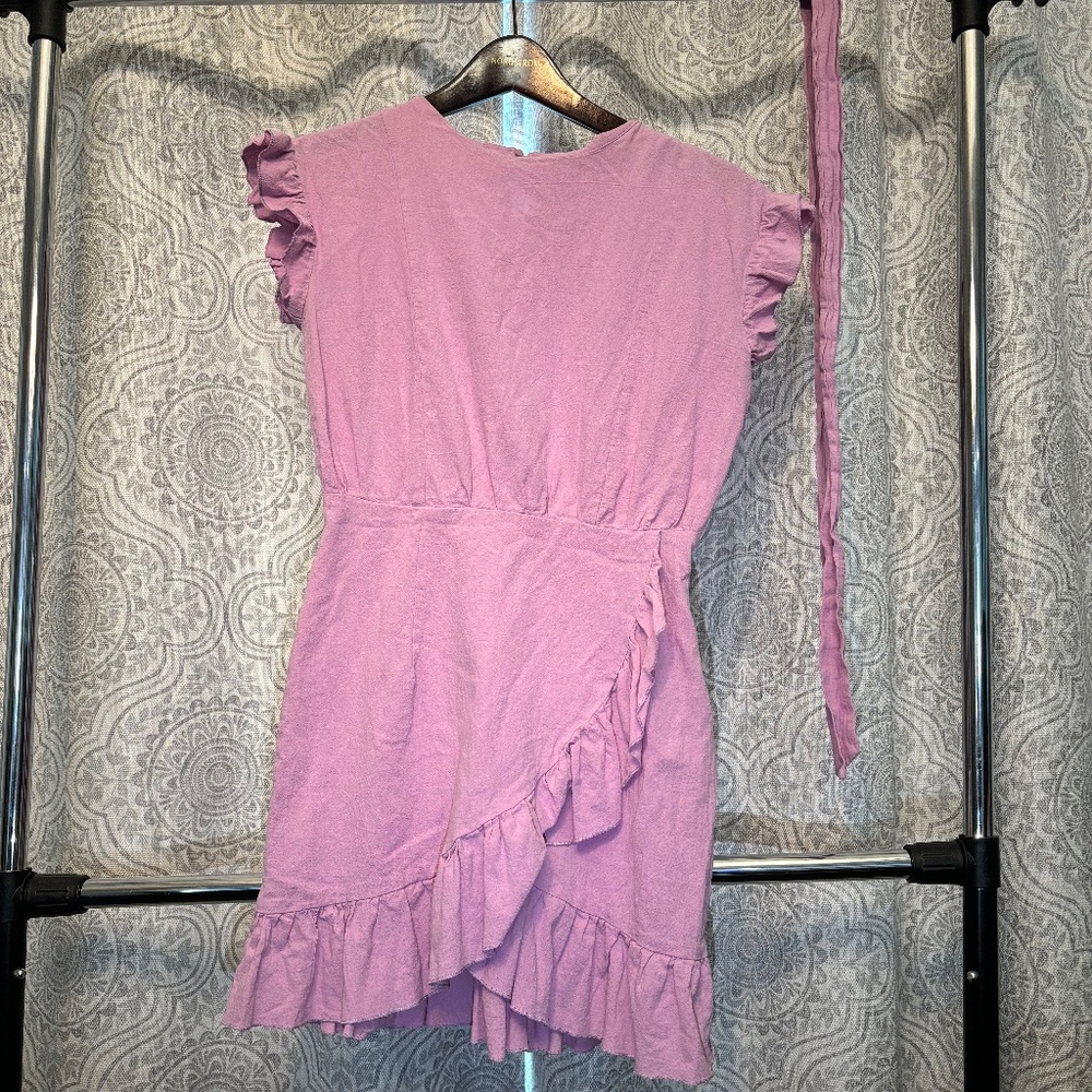 Lilac Asymmetrical Ruffle Wrap Dress